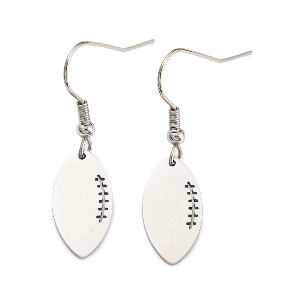 

PandaHall 304 Stainless Steel Dangle Earrings, Rugby, Stainless Steel Color, 36x9.5mm 304 Stainless Steel Rugby