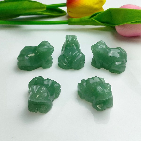 

PandaHall Natural Green Aventurine Carved Healing Frog Figurines, Reiki Energy Stone Display Decorations, 38mm Green Aventurine Frog