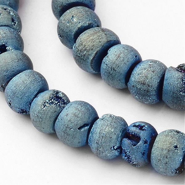 

PandaHall Electroplated Natural Quartz Crystal Beads Strands, Druzy Geode Crystal, Rondelle, Green Plated, 8~8.5x5~6mm, Hole: 1mm, about...