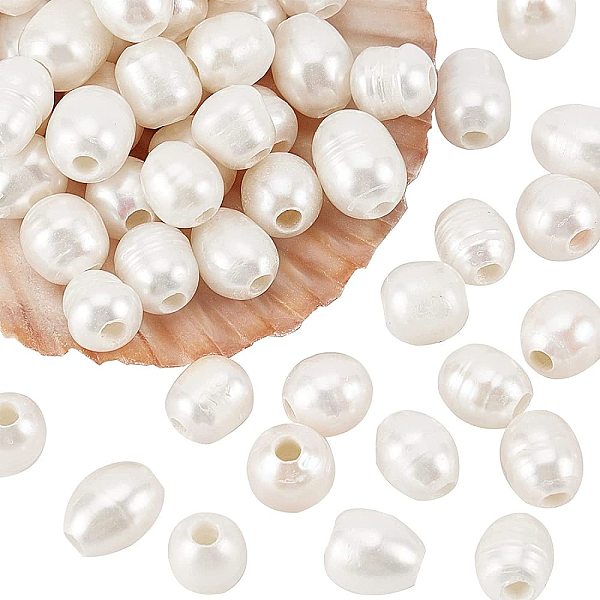 

PandaHall Grade B Natural Cultured Freshwater Pearl Beads, Nice for Mother's Day Earring Making, Rice, White, 8~9x8~12mm, Hole: 2.5mm...