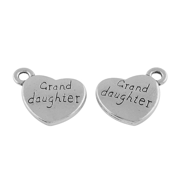

PandaHall Heart with Word Grand Daughter Tibetan Style Alloy Pendants, Cadmium Free & Lead Free, Antique Silver, 16x17x2.5mm, Hole: 2mm...