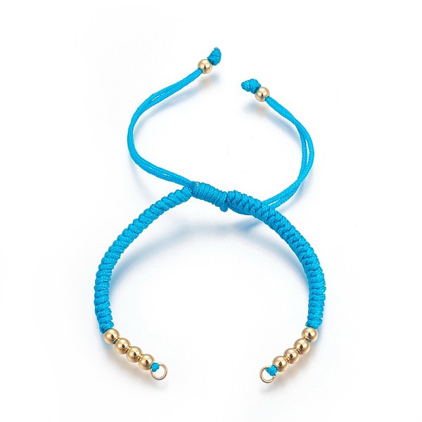 

PandaHall Nylon Cord Braided Bead Bracelets Making, with Brass Beads, Long-Lasting Plated, Real 24K Gold Plated, Deep Sky Blue, 10-1/4 inch...