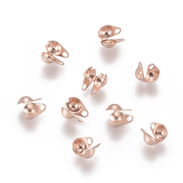 

PandaHall 304 Stainless Steel Bead Tips, Calotte Ends, Clamshell Knot Cover, Rose Gold, 6x4x1.5mm, Hole: 1mm 304 Stainless Steel