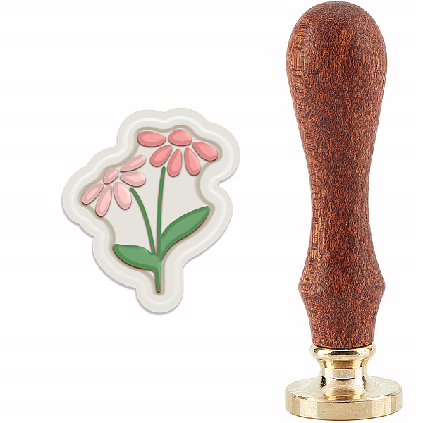 PandaHall CRASPIRE Wax Seal Stamp Flower Shape Sealing Wax Stamp Head with Universal Wood Handle for Invitations Cards Bottle Gift Business...