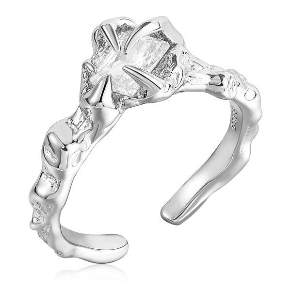 

PandaHall 925 Sterling Silver Claw Open Cuff Ring, Cubic Zirconia Gothic Ring for Women, Platinum, Clear, US Size 5 1/4(15.9mm) Sterling...