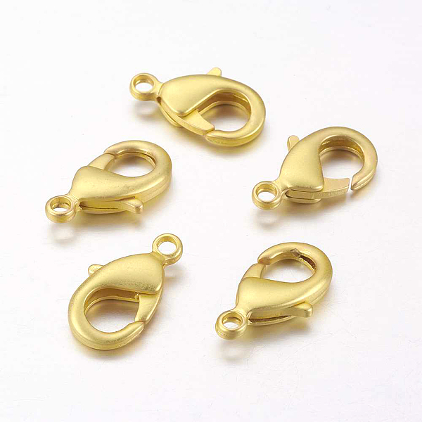 

PandaHall Brass Lobster Claw Clasps, Matte Gold Color, 15x8x3mm, Hole: 2mm Brass Others