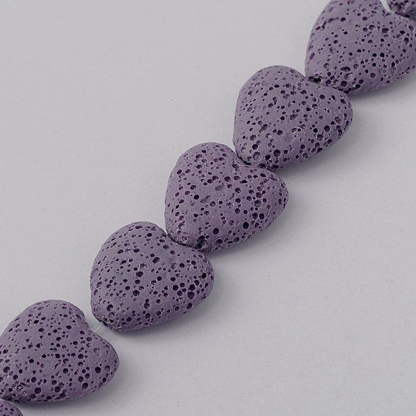 

PandaHall Dyed Natural Lava Rock Bead Strands, Heart, Purple, 20~21x20~21x7~8mm, Hole: 1mm, about 20pcs/strand, 15.55 inch Lava Rock Heart...