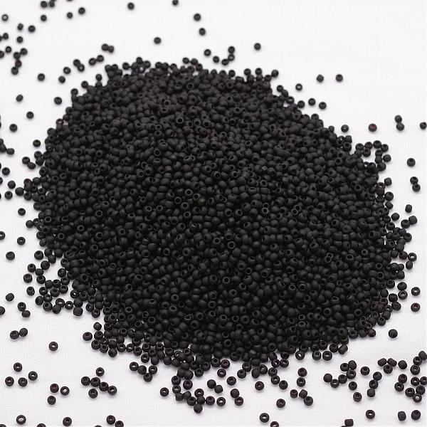

PandaHall 8/0 Round Glass Seed Beads, Grade A, Frosted, Opaque Colours, Black, 2.8~3.2mm, Hole: 1.0mm, about 1500pcs/50g Glass Black