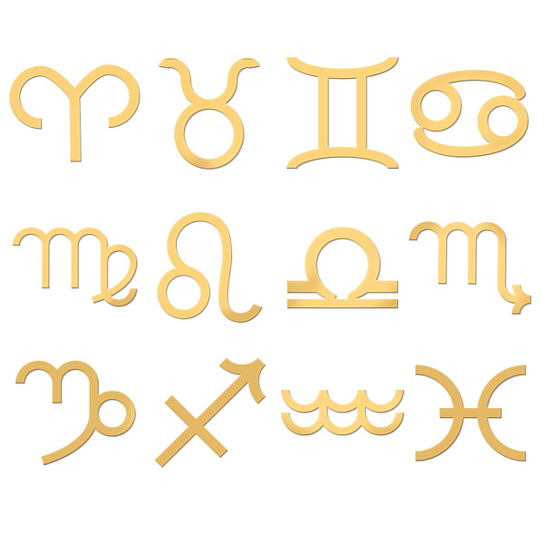 

PandaHall OLYCRAFT 12Pcs 1.6x1.6 Inch 12 Constellation Sticker Energy Tower Decorate Stickers Self Adhesive Gold Metal Stickers...