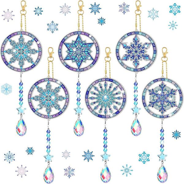 

PandaHall DIY Christmas Snowflake Pendant Decoration Diamond Painting Kits, Crystal Teadrop Prism Suncatcher, Rainbow Maker with Lobster...
