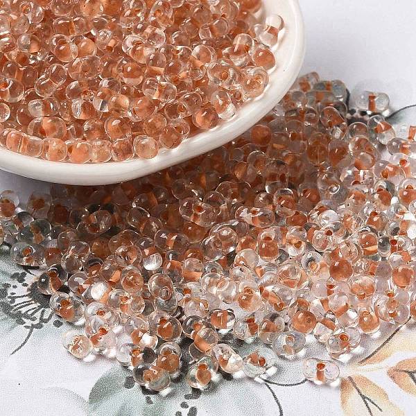 

PandaHall Glass Seed Beads, Peanut, Camel, 5.5~6x3~3.5x3mm, Hole: 1~1.2mm, about 4000pcs/pound Glass Peanut Brown