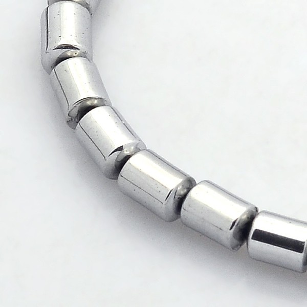 

PandaHall Electroplate Non-magnetic Synthetic Hematite Beads Strands, Column, Platinum Plated, 5x4mm, Hole: 1mm, about 75pcs/strand, 15.7...