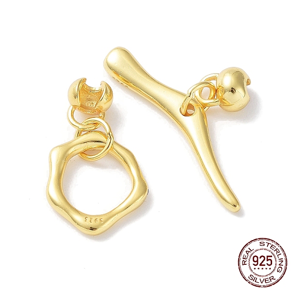 

PandaHall 925 Sterling Steel Toggle Clasps, Flower, with 925 Stamp, Real 18K Gold Plated, Flower: 12.5x11x1.5mm, Bar: 4x24x2.5mm, Inner...