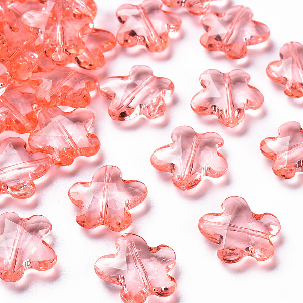 

PandaHall Transparent Acrylic Beads, Faceted, Flower, Salmon, 18.5x18.5x5.5mm, Hole: 1.2mm, about 470pcs/500g Acrylic Flower Red