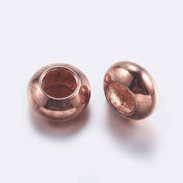 PandaHall Brass Beads, Rondelle, Rose Gold, 6x3mm, Hole: 3mm Brass Rondelle