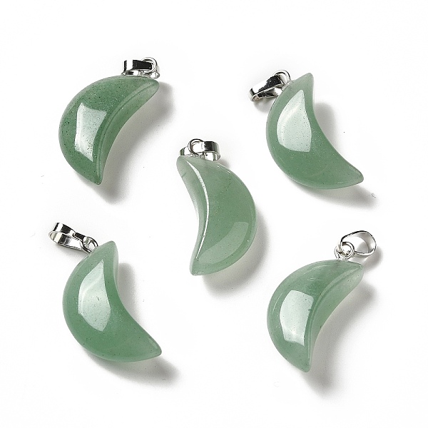 

PandaHall Natural Green Aventurine Pendants, Moon Charms, with Platinum Tone Brass Findings, 25~25.5x12x5.5mm, Hole: 6x2.5mm Green...