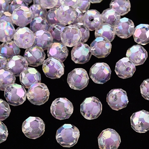 

PandaHall Transparent Acrylic Beads, Bead in Bead, AB Color, Faceted, Round, Lilac, 9.5x9.5mm, Hole: 2mm, about 1041pcs/500g Acrylic Round..., Purple