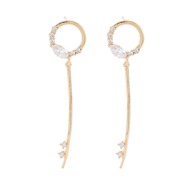 

PandaHall Brass Micro Pave Clear Cubic Zirconia Stud Earring Findings, for Half Drilled Beads, Nickel Free, Flat Round, Real 18K Gold Plated...