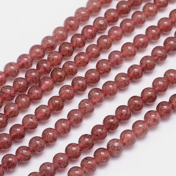 

PandaHall Natural Strawberry Quartz Round Bead Strands, Grade AA, 6mm, Hole: 1mm, about 66pcs/strand, 15.5 inch Strawberry Quartz Round