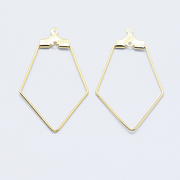 

PandaHall Long-Lasting Plated Brass Pendants, Hoop Earring Findings, Nickel Free, Rhombus, Real 18K Gold Plated, 18 Gauge, 36x21.5x1mm, Hole...