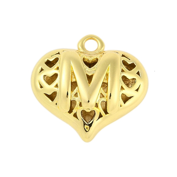 

PandaHall Hollow Brass Pendants for Valentine's Day, Heart with Letter, Real 18K Gold Plated, Letter M, 25x26x13mm, Hole: 2.5mm Brass Letter...