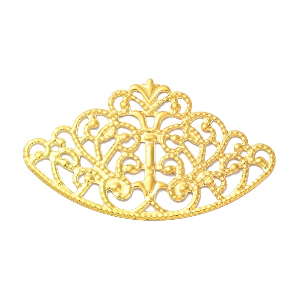 

PandaHall Iron Filigree Joiners, Etched Metal Embellishments, Crown Flower, Golden, 40x65.5x1mm Iron Flower