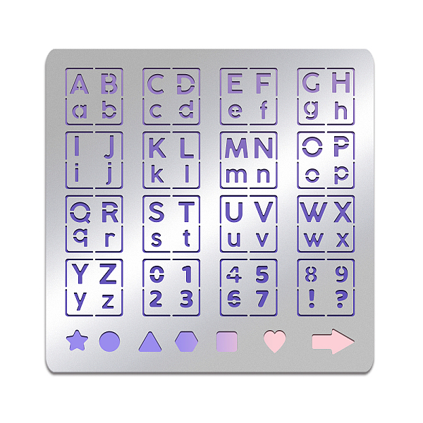 PandaHall BENECREAT Alphabet Number Stainless Steel Stencil Template, 15.6x15.6cm Symbol Metal Journal Stencils Templates Tool for Wood...