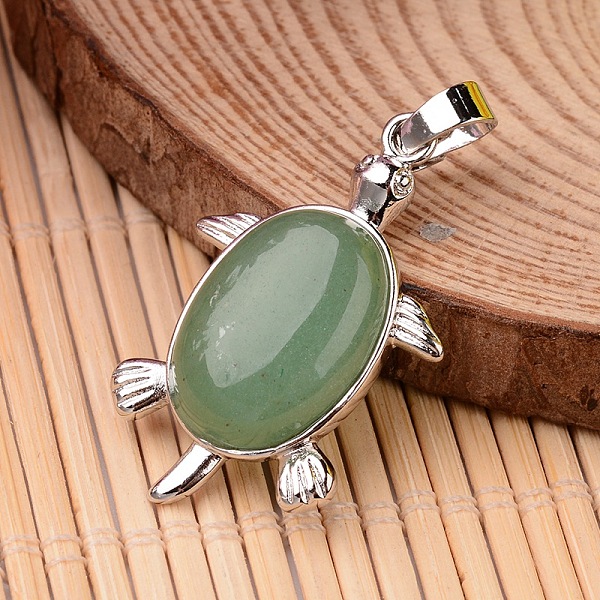 

PandaHall Tortoise Platinum Tone Brass Green Aventurine Pendants, 34x21x7mm, Hole: 5x7mm Green Aventurine Tortoise