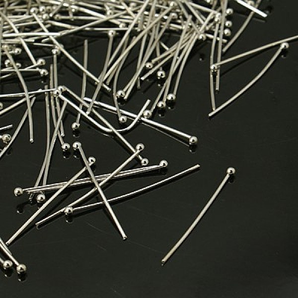 

PandaHall Jewelry Findings, Brass Ball Head Pins, Platinum, 0.6x24mm, 22 Gauge, Head: 1.5mm Brass