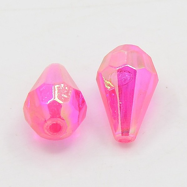 

PandaHall Opaque Eco-Friendly Poly Styrene Acrylic Beads, AB Color Plated, Faceted, teardrop, Mixed Color, 12.5x8mm, Hole: 1.5mm, about..., Multicolor
