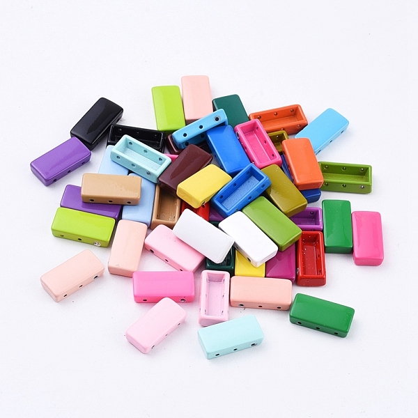 

PandaHall Spray Painted Alloy Multi-Strand Links, For Tile Elastic Bracelets Making, Rectangle, Mixed Color, 16x8x4mm, Hole: 0.8mm Alloy..., Multicolor