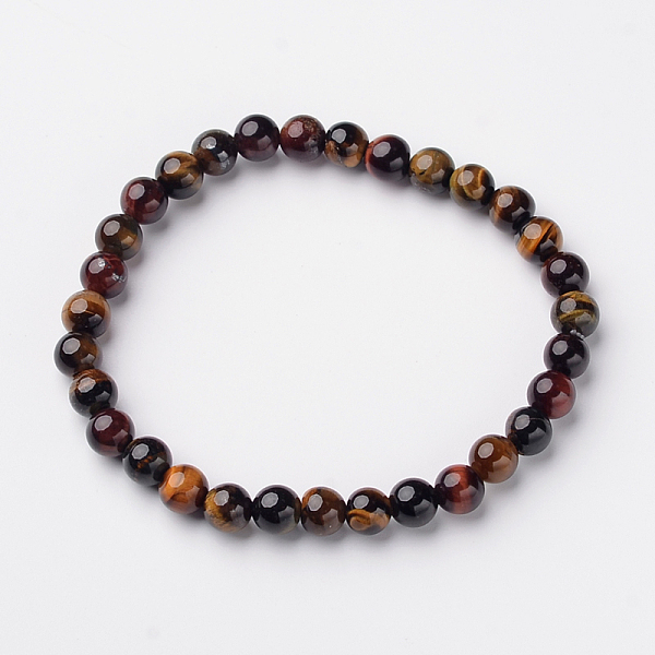 

PandaHall Natural Tiger Eye Round Bead Stretch Bracelets, 2-1/8 inch(54.5mm), Bead: 6mm Tiger Eye