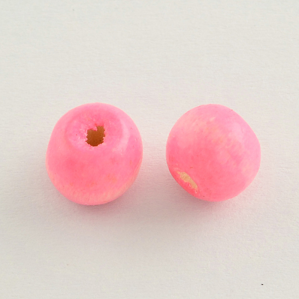 

PandaHall Dyed Natural Wood Beads, Round, Lead Free, Pink, 6x4~5mm, Hole: 2mm, about 13600pcs/1000g Maple Wood Round Pink
