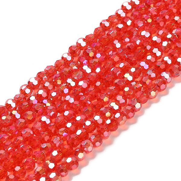 

PandaHall Transparent Glass Beads, 32 Facets, AB Color Plated, Round, Red, 4.5x4mm, Hole: 1mm, about 87~93pcs/strand, 32~33cm Glass Round...