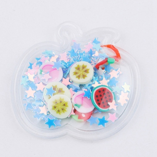 

PandaHall Quicksand Sequin Plastic Cabochons, for Hair Ornament & Costume Accessory, Apple, Sky Blue, 3x3.05mm Plastic Fruit