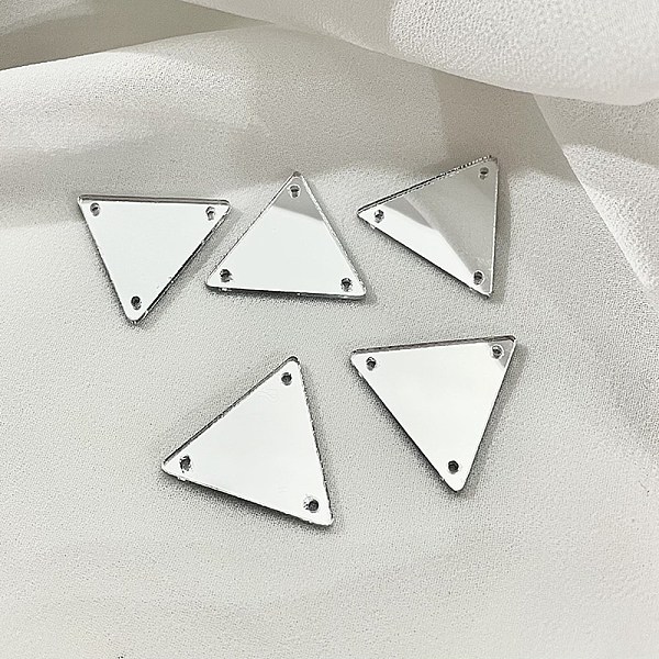 

PandaHall Sew On Mirror Rhinestones, Triangle Acrylic Pieces, with Holes for Costume Evening Dresses Clothing Wedding Dress Decoration..., Silver