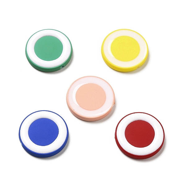 

PandaHall Opaque Acrylic Beads, with Enamel, Flat Round, Mixed Color, 24.5x4.5mm, Hole: 1.6mm Acrylic Flat Round Multicolor