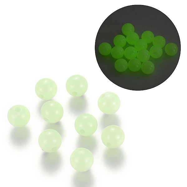 

PandaHall Luminous Acrylic Round Beads, Glow in the Dark, Pale Green, 8mm, Hole: 2mm, about 1800pcs/500g Acrylic Round Green