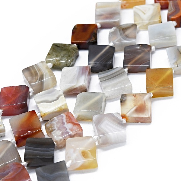 

PandaHall Natural Botswana Agate Beads Strands, Rhombus, 14~15x15x4~6mm, Hole: 0.8mm, about 26pcs/strand, 16.54 inch(42cm) Botswana Agate...