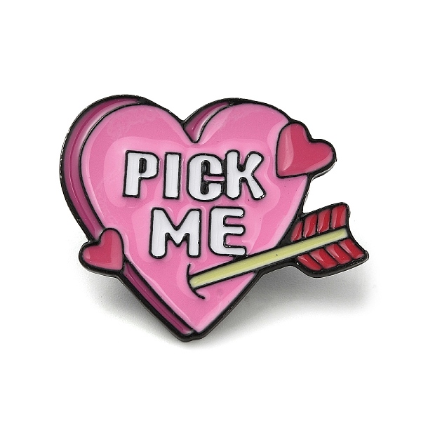 

PandaHall Inspirational Word Pick Me & Heart & Arrow Enamel Pins, Alloy Badge for Men Women, Hot Pink, 24.5x30.5x1.5mm Alloy+Enamel Heart