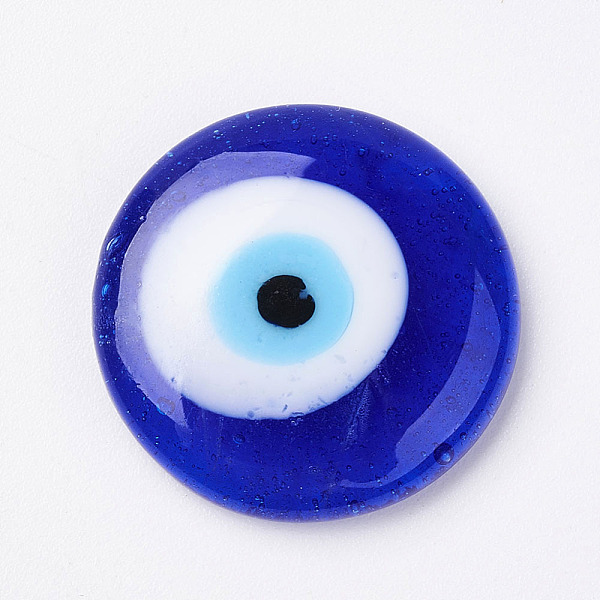

PandaHall Handmade Lampwork Evil Eye Cabochons, Flat Round, Blue, 20x8mm Lampwork Evil Eye Blue