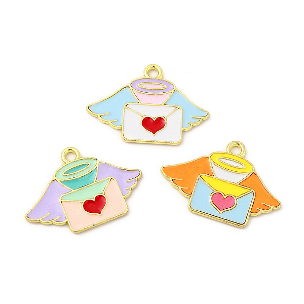 

PandaHall Rack Plating Alloy Pendants, with Enamel, Cadmium Free & Nickel Free & Lead Free, Envelope with Wing Charm, Light Gold, Mixed..., Multicolor