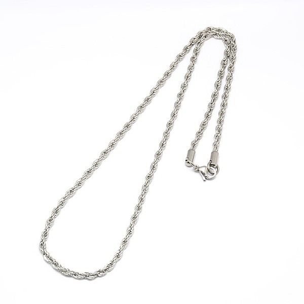 

PandaHall Fashionable 304 Stainless Steel Rope Chain Necklace Making, with Lobster Claw Clasps, Stainless Steel Color, 21.5 inch~24 inch...