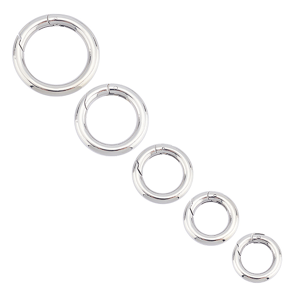 

PandaHall Unicraftale 5Pcs 5 Styles 304 Stainless Steel Spring Gate Rings, for Keychain, Round Ring, Stainless Steel Color, 16~28x3~4mm...
