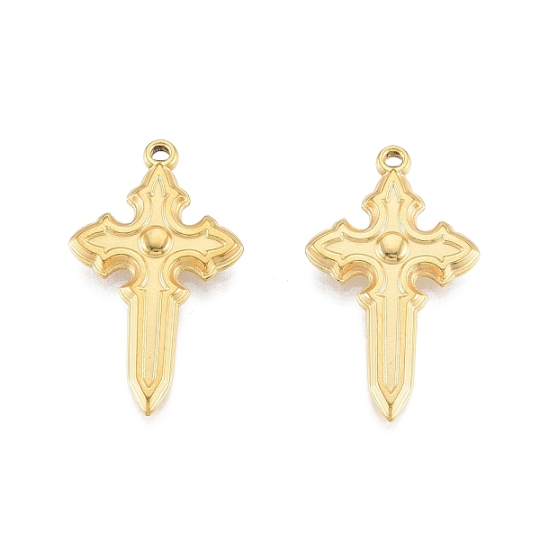 

PandaHall Ion Plating(IP) 304 Stainless Steel Pendant, Cross, Real 18K Gold Plated, 33.5x20x3.5mm, Hole: 1.5mm 304 Stainless Steel Cross