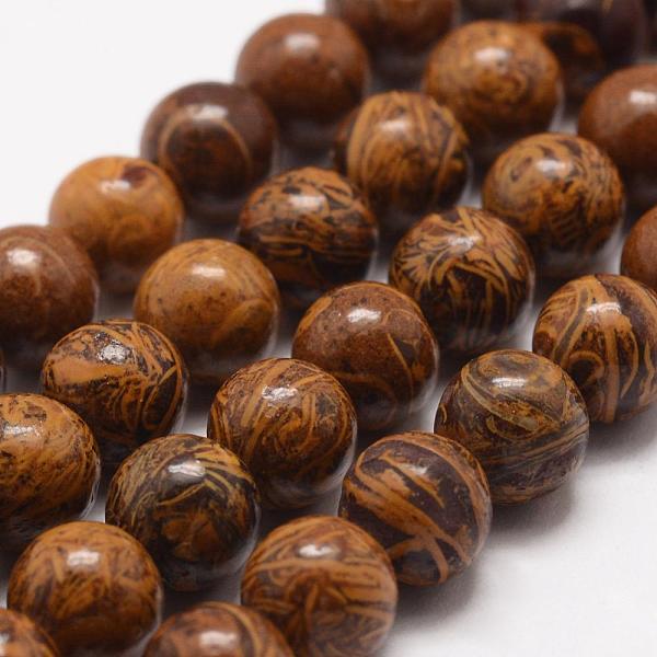 

PandaHall Natural Elephant Skin Jasper/Miriam Stone/Calligraphy Stone Beads Strands, Round, 10mm, Hole: 1mm, about 38pcs/strand, 15.1 inch..., Yellow