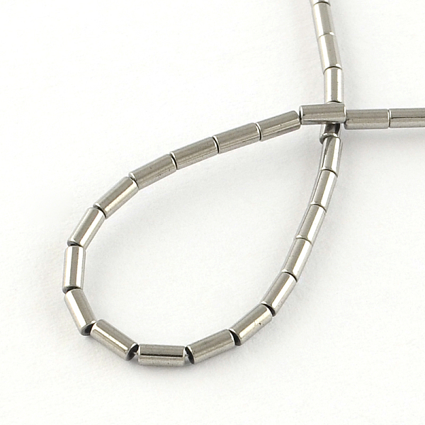 

PandaHall Column Electroplated Non-magnetic Synthetic Hematite Beads Strands, Platinum Plated, 5x3mm, Hole: 1mm, about 82pcs/strand, 15.7...