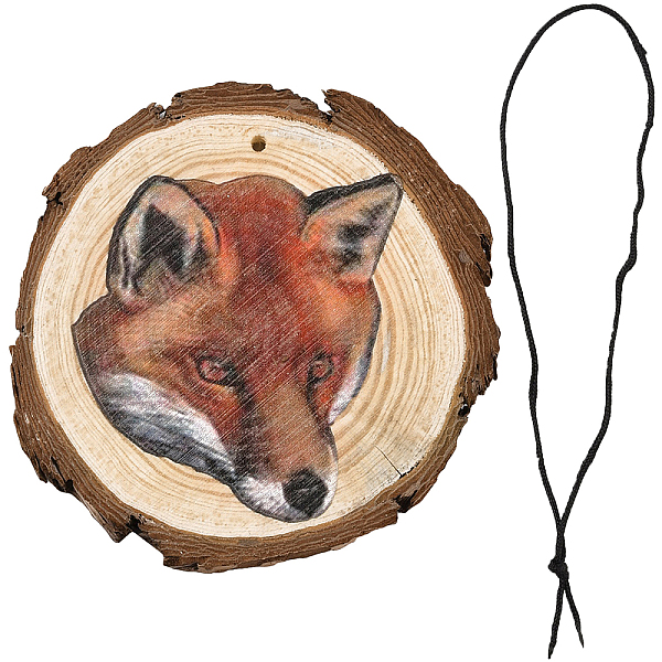 

PandaHall CREATCABIN 1 Set Flat Round & 3D Fox Pattern Wooden Pendant Decorations, with Polyester Cord, Christmas Ornaments Festive Gifts..., Brown