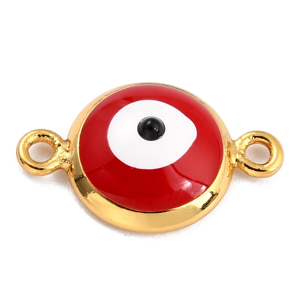 

PandaHall Golden Plated Brass Enamel Links Connectors, Long-Lasting Plated, Flat Round with Evil Eye, Indian Red, 16x10x3.5mm, Hole: 1.5mm...
