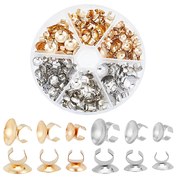 

PandaHall 6 Styles Iron Slide Charms Cabochon Settings, For Hair Band and Hair Tie Decoration, Flat Round, Platinum & Golden, 8~12x6~9mm...